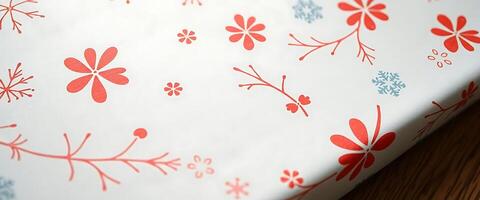 close up of a wrapping paper with flowers on it photo