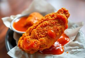 close up of a plate of food with sauce photo