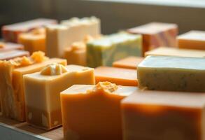 several different types of soaps on a table photo