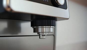 close up of a machine with a metal object photo