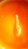 close up of a bowl of soup with a spoon in it photo