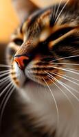 close up of a cat's face with it's eyes closed photo