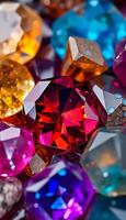 Colorful gems on a table photo