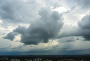A cloudy sky with a few large clouds photo