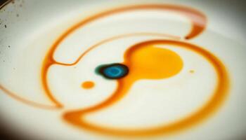 white plate with a blue and orange substance on it photo