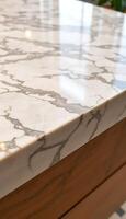 close up of a marble counter top in a kitchen photo