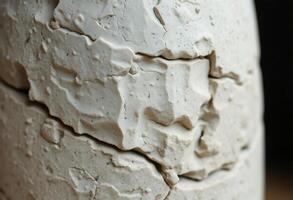 close up of a white vase with cracks in it photo