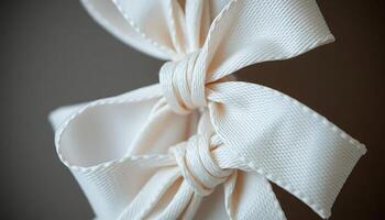 close up of a white bow on a black background photo