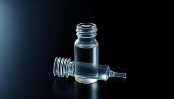 glass bottle with a dropper on a black surface photo