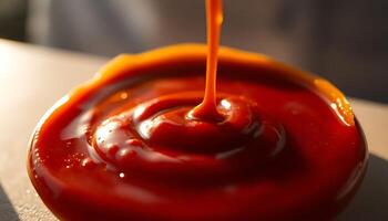 close up of a sauce on a table photo