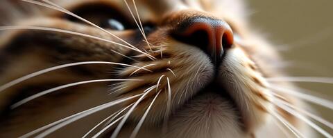 Close up of a cat's nose with long whiskers photo