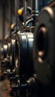 close up of a machine with a lot of gears photo