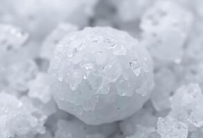A close up of a ball of ice photo