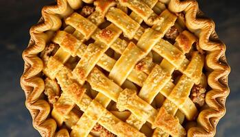 close up of a pie crust on a table photo