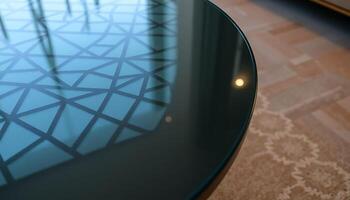 A glass table with geometric patterns on it photo