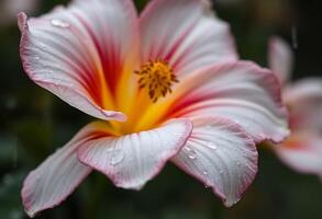 pink and white flower with water droplets on it photo