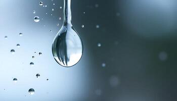 drop of water hanging from a spoon photo