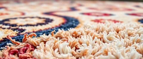 A close up of a colorful rug photo