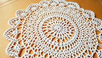 A white doily with a circular pattern on it photo