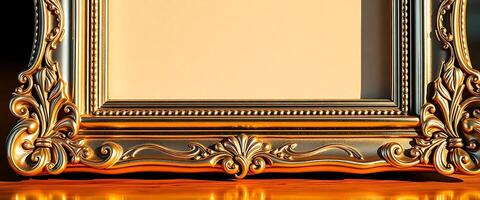 ornate gold frame on a shiny surface photo