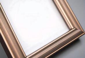A close up of a picture frame with a white background photo