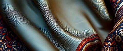 A close up of a colorful fabric with a pattern photo