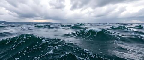 A view of the ocean with waves and clouds photo