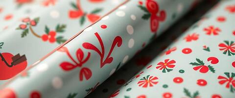 close up of a wrapping paper with cherries on it photo
