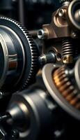 Close up of gears and gears in a machine photo