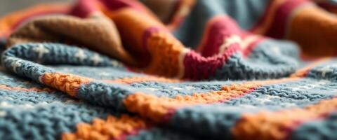 close up of a blanket with a circular design photo