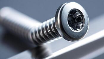 close up of a screw on a metal object photo