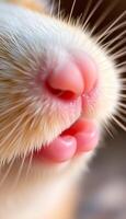 close up of a cat's nose with it's tongue sticking out photo