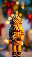 wooden figurine of a man with a crown on his head photo
