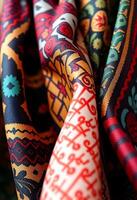 A close up of a colorful patterned scarf photo
