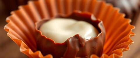 close up of a cupcake in a paper wrapper photo