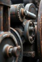 close up of a bunch of rusty gears photo
