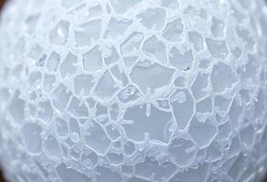close up of a white ball covered in ice photo
