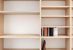 A bookcase with books and a book on the shelf photo