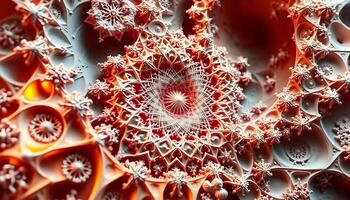 close up view of a red and white pattern photo