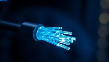 close up of a blue wire with a blurry background photo