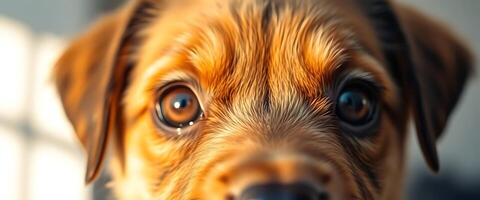 A close up of a dog's face with a big smile photo