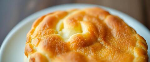 A close up of a baked good on a plate photo