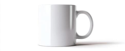 The empty white mug ready for customization and creative designs. photo