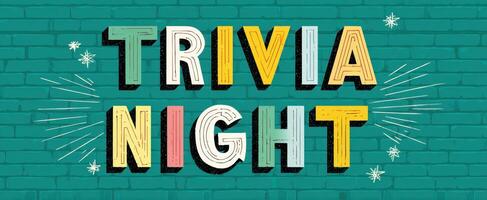 The Vibrant Trivia Night Sign Against a Teal Background photo