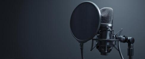 The Professional Studio Microphone Ready for Recording High-Quality Audio photo