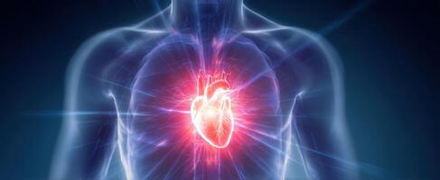 The glowing heart at the center of human anatomy and vitality. photo