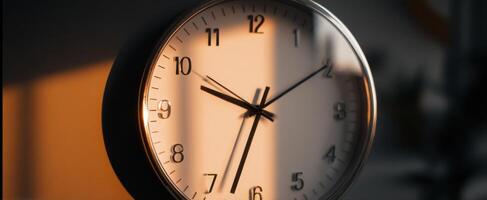The Elegant Wall Clock Embracing Morning Light and Shadows photo