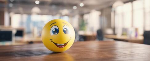 The cheerful smiley ball bringing joy to a modern office environment. photo