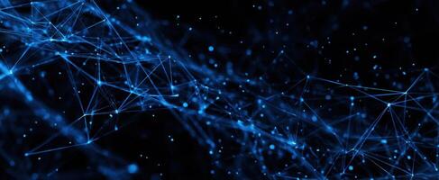 The mesmerizing digital network illuminated in vibrant blue hues photo