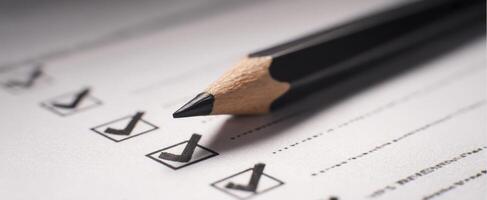 The checklist with a pencil indicating completion of tasks photo